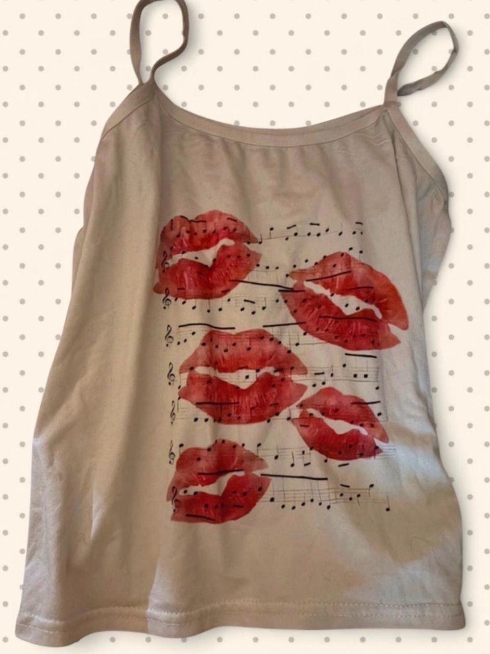 Women’s White Graphic Lip-Print Cami Top